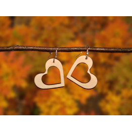 Boucles d'oreilles cœur ajouré bois naturel