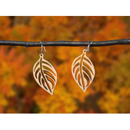 Boucles d'oreilles feuille en bois naturel