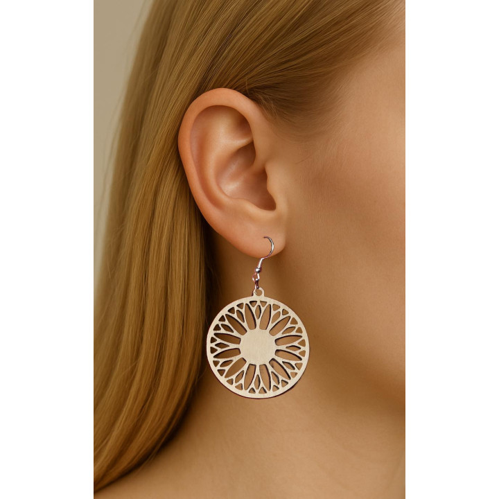Boucles d’oreilles rosace en bois – style naturel et léger
