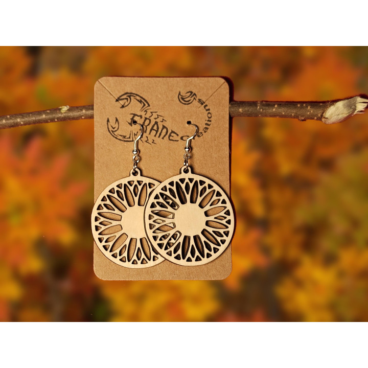 Boucles d’oreilles rosace en bois – style naturel et léger