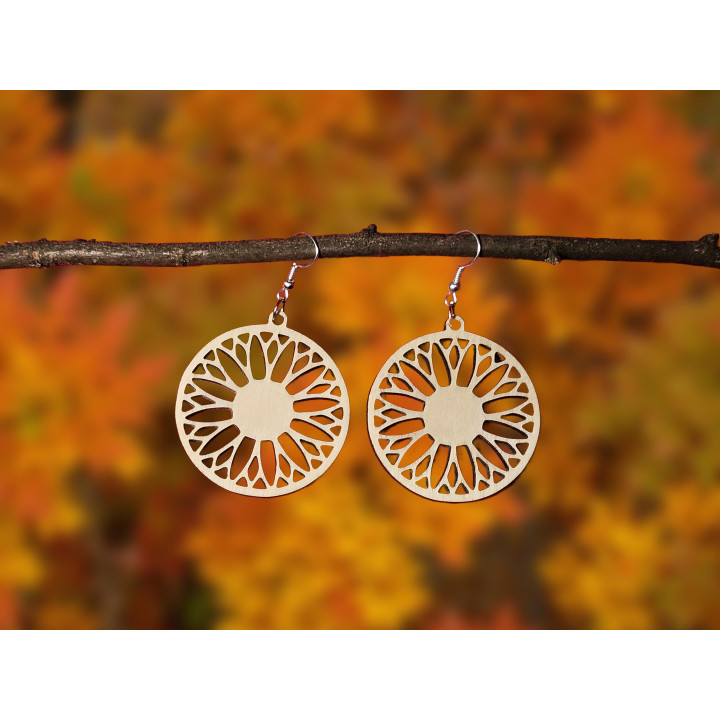 Boucles d’oreilles rosace en bois – style naturel et léger