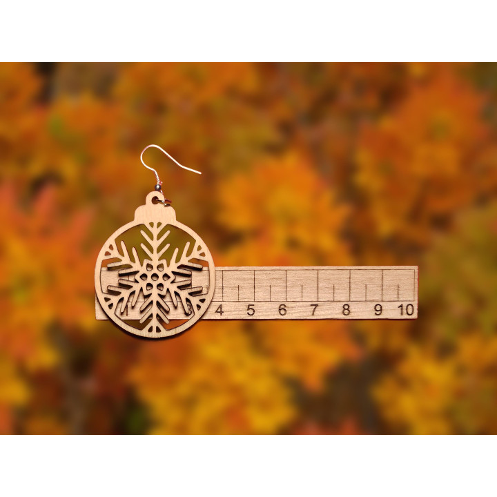 Boucles d’oreilles flocon en bois – esprit hivernal et naturel