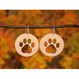 Boucles d’oreilles en bois – Empreinte de patte