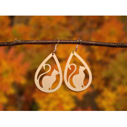 Boucles d’oreilles en bois – Chat stylisé