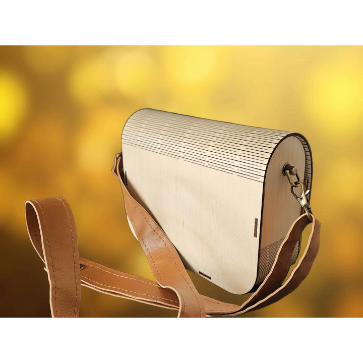 Sac à main en bois et simili cuir – Design artisanal, bandoulière réglable