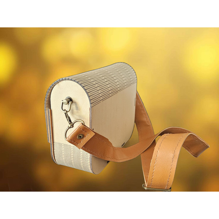 Sac à main en bois et simili cuir – Design artisanal, bandoulière réglable