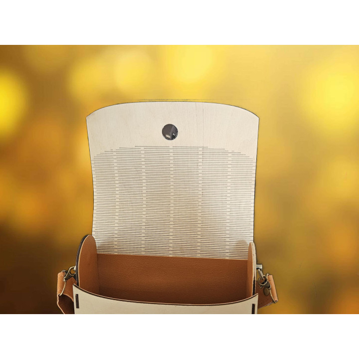 Sac à main en bois et simili cuir – Design artisanal, bandoulière réglable