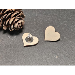 Boucles d’oreilles puces cœur en bois – petites boucles minimalistes légères