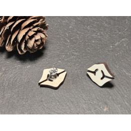 Boucles d’oreilles puces géométriques en bois – petites boucles minimalistes
