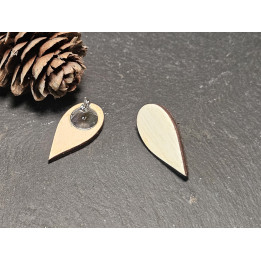 Boucles d’oreilles puces goutte en bois – petites boucles minimalistes légères