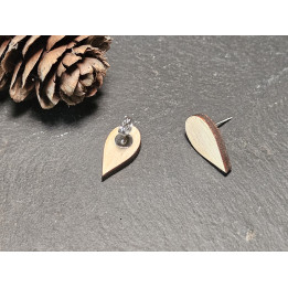 Boucles d’oreilles puces goutte en bois – minimalistes et légères