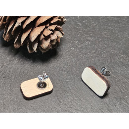 Boucles d’oreilles puces bois rectangulaires – minimalistes