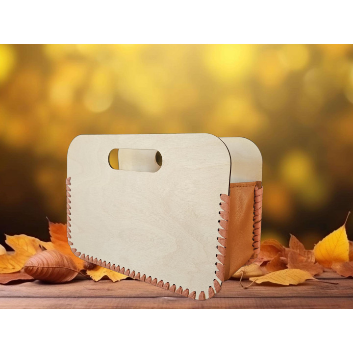Sac à main en bois et simili cuir – Élégance naturelle et style épuré