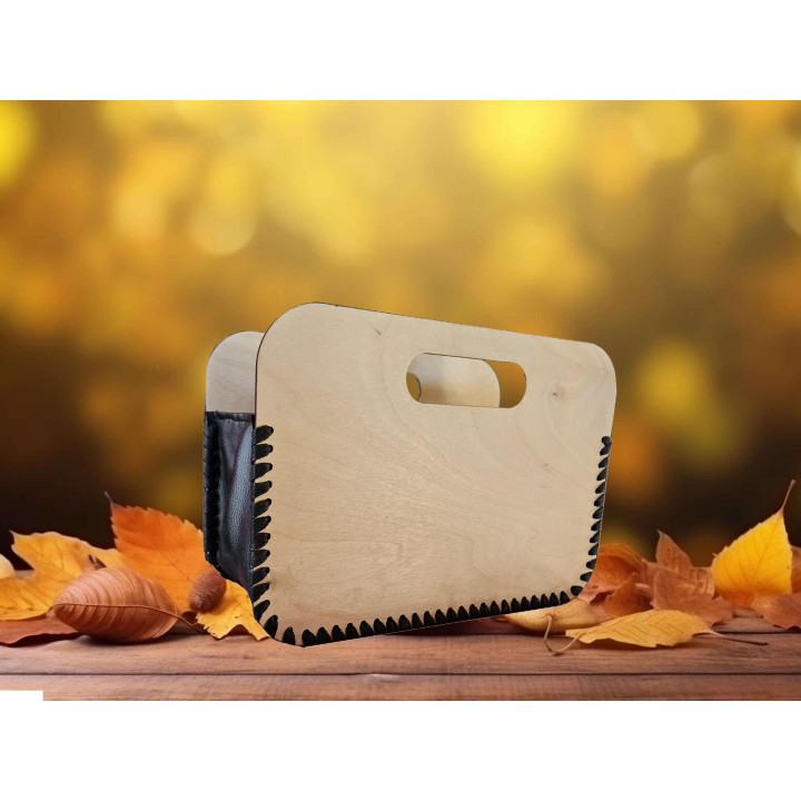 Sac à main en bois et simili cuir – Élégance naturelle et style épuré