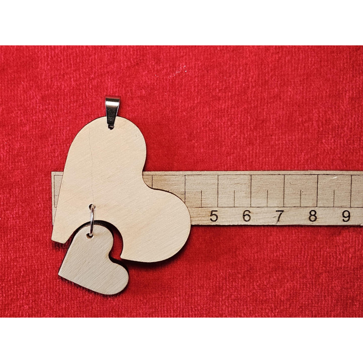 Collier duo de cœurs bois – pendentif artisanal