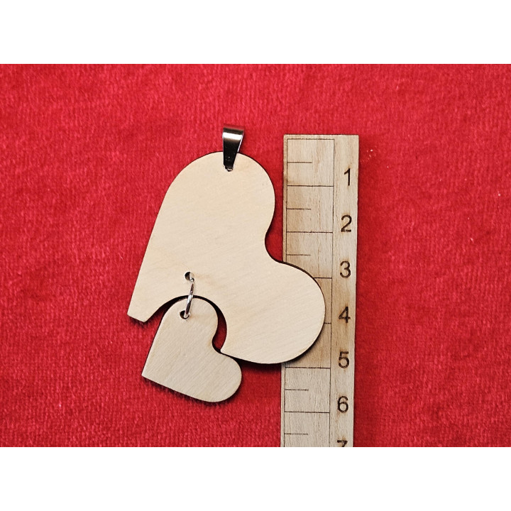 Collier duo de cœurs bois – pendentif artisanal