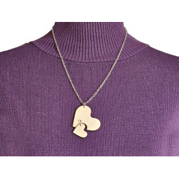 Collier duo de cœurs bois – pendentif artisanal