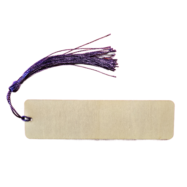 Marque-page en bois gravé – Avec pompon