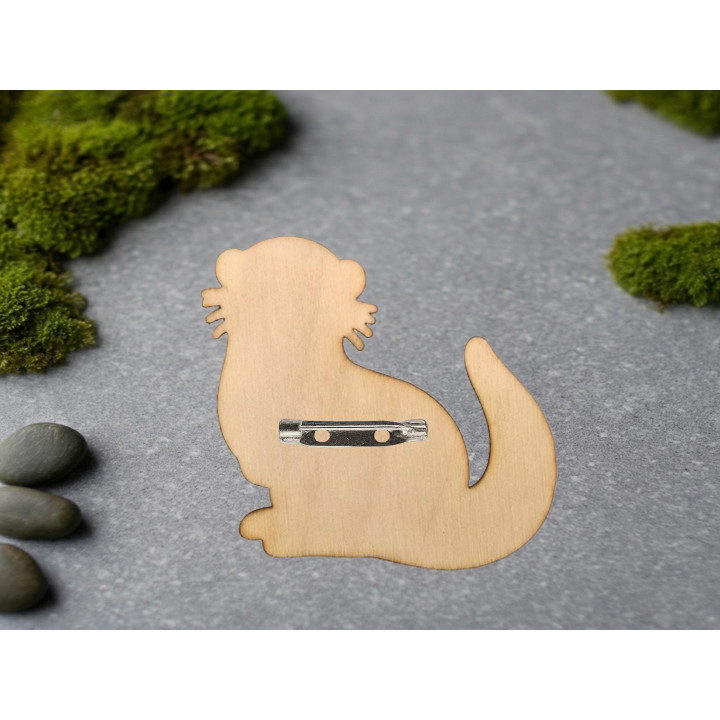 Loutre en Bois Découpé Laser avec aimant de fixation ou épingle