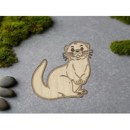 Loutre en Bois Découpé Laser avec aimant de fixation ou épingle