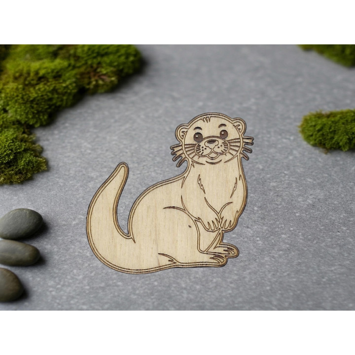 Loutre en Bois Découpé Laser avec aimant de fixation ou épingle