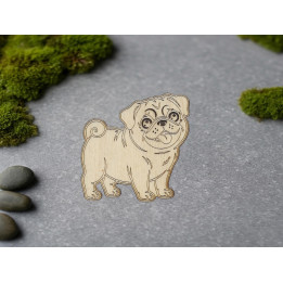Bouledogue en Bois Découpé Laser avec aimant de fixation ou épingle