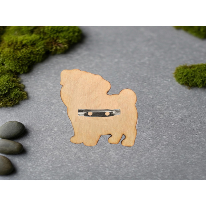 Bouledogue en Bois Découpé Laser avec aimant de fixation ou épingle