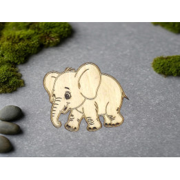Eléphant en Bois Découpé Laser avec aimant de fixation ou épingle
