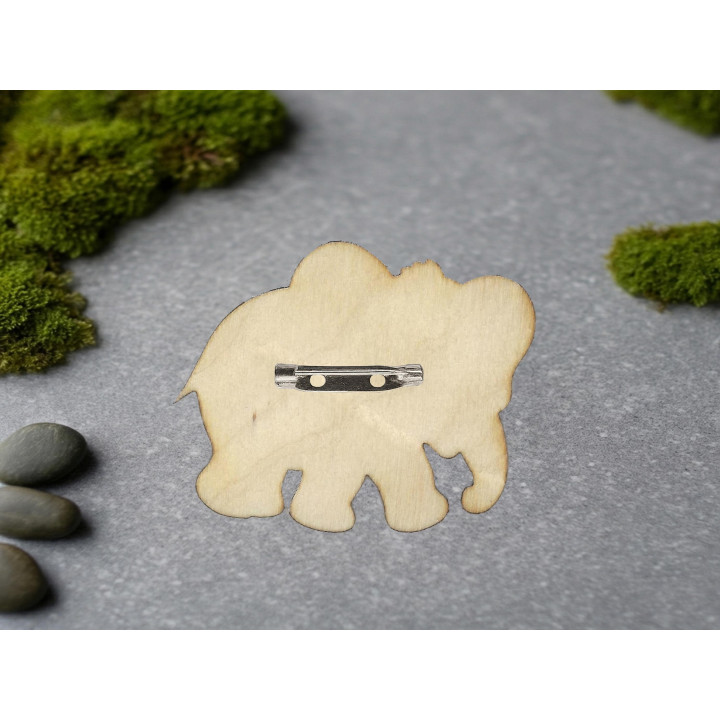 Eléphant en Bois Découpé Laser avec aimant de fixation ou épingle