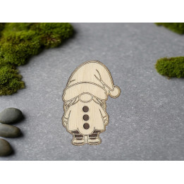 Gnome en Bois Découpé Laser avec aimant de fixation ou épingle