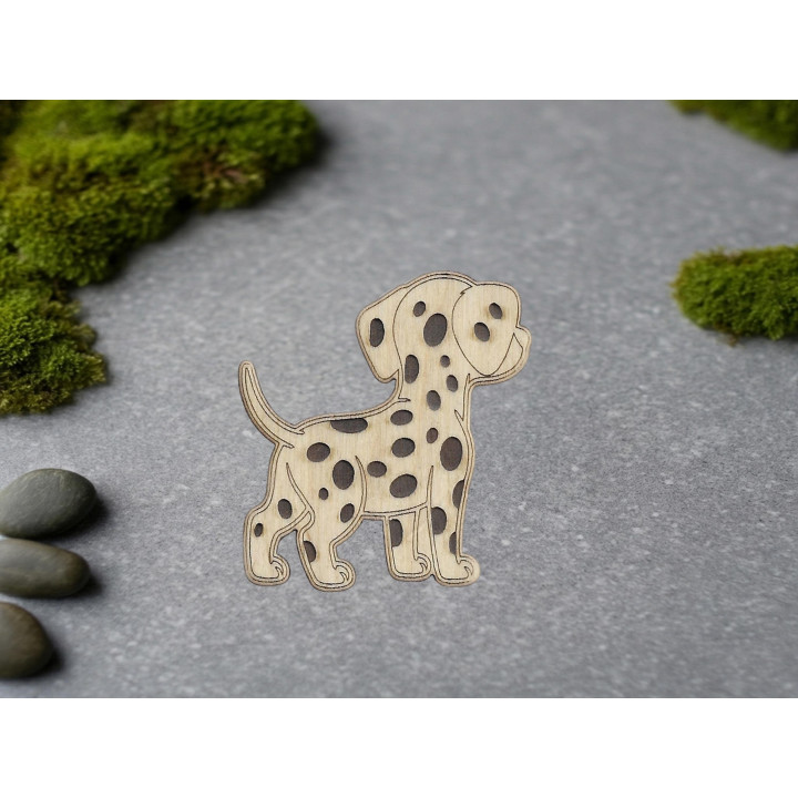 Dalmatien en Bois Découpé Laser avec aimant de fixation ou épingle