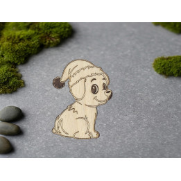 Chien Noël en Bois Découpé Laser avec aimant de fixation ou épingle