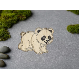 Panda en Bois Découpé Laser avec aimant de fixation ou épingle