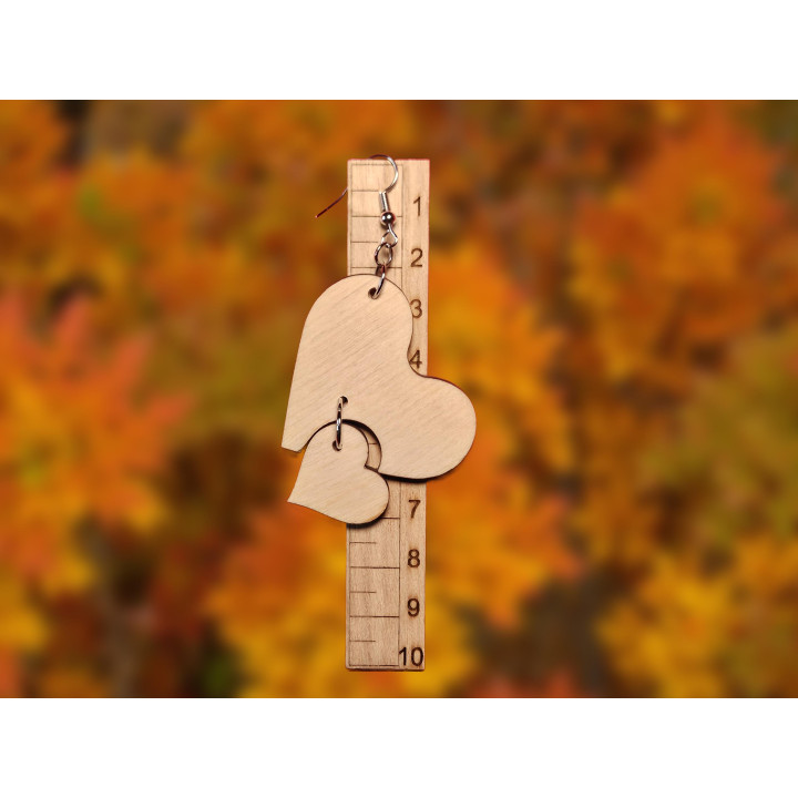 Boucles d'oreilles double cœur mobile bois naturel