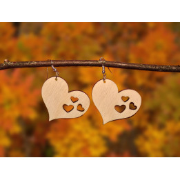 Boucles d'oreilles cœur ajouré bois