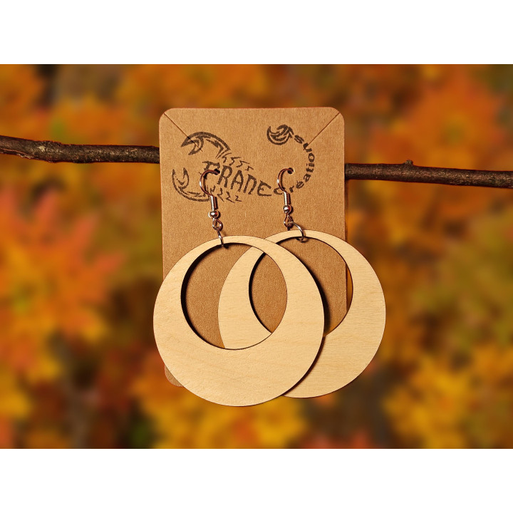 Boucles d'oreilles créoles rondes ajourées bois