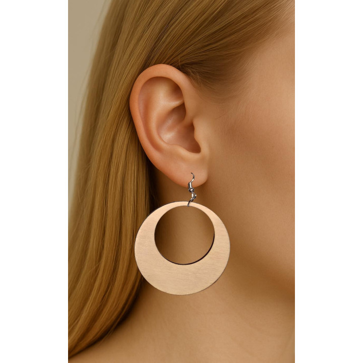Boucles d'oreilles créoles rondes ajourées bois