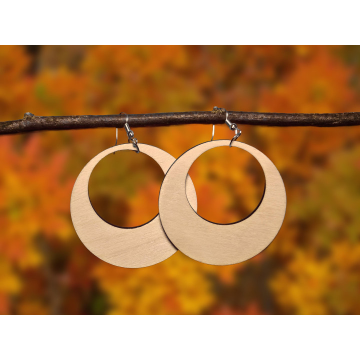 Boucles d'oreilles créoles rondes ajourées bois