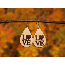 Boucles d'oreilles LOVE bois naturel