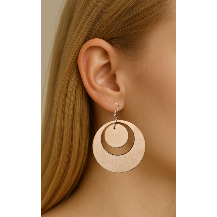 Boucles d'oreilles créoles bois double cercle