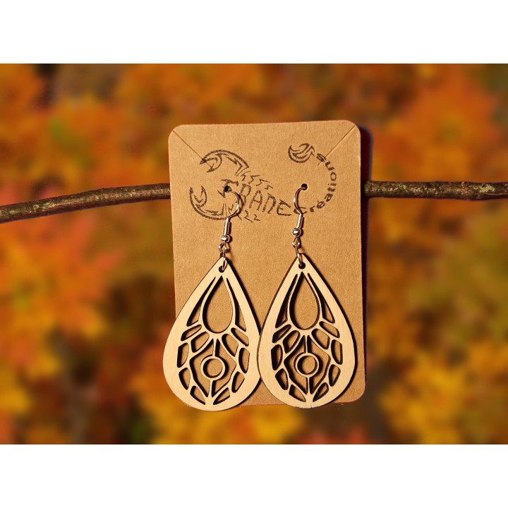 Boucles d'oreilles goutte bois