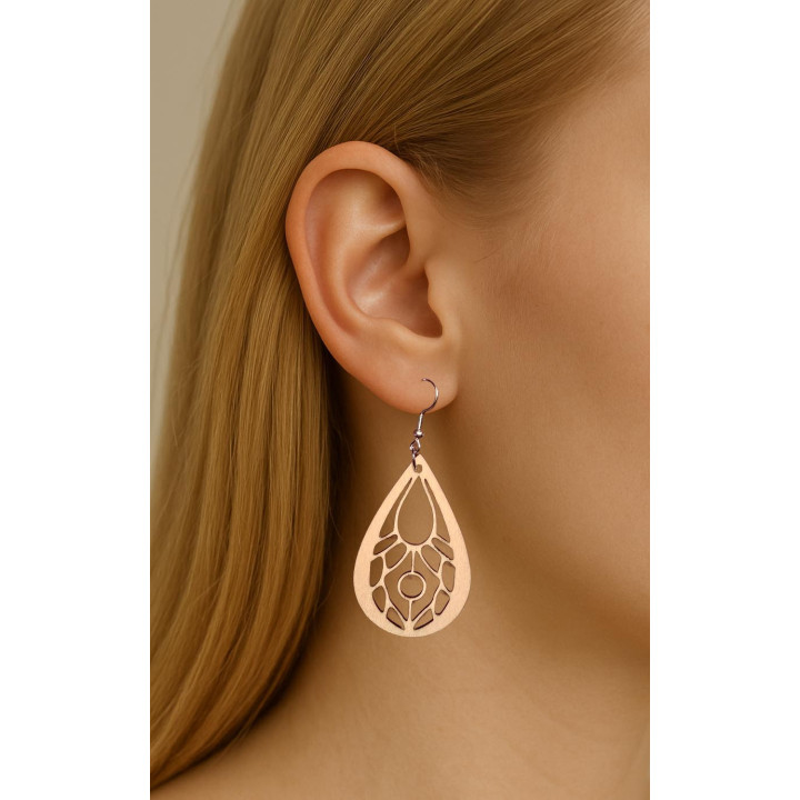 Boucles d'oreilles goutte bois