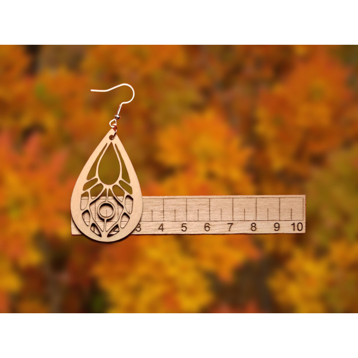 Boucles d'oreilles goutte bois