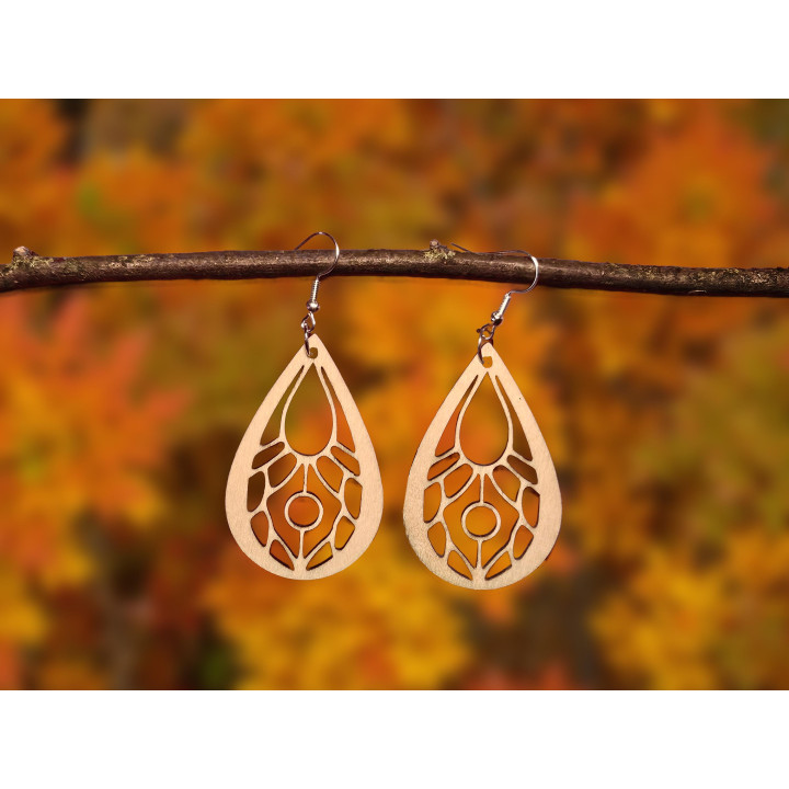 Boucles d'oreilles goutte bois