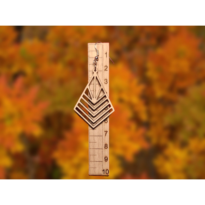 Boucles d'oreilles losange mandala en bois