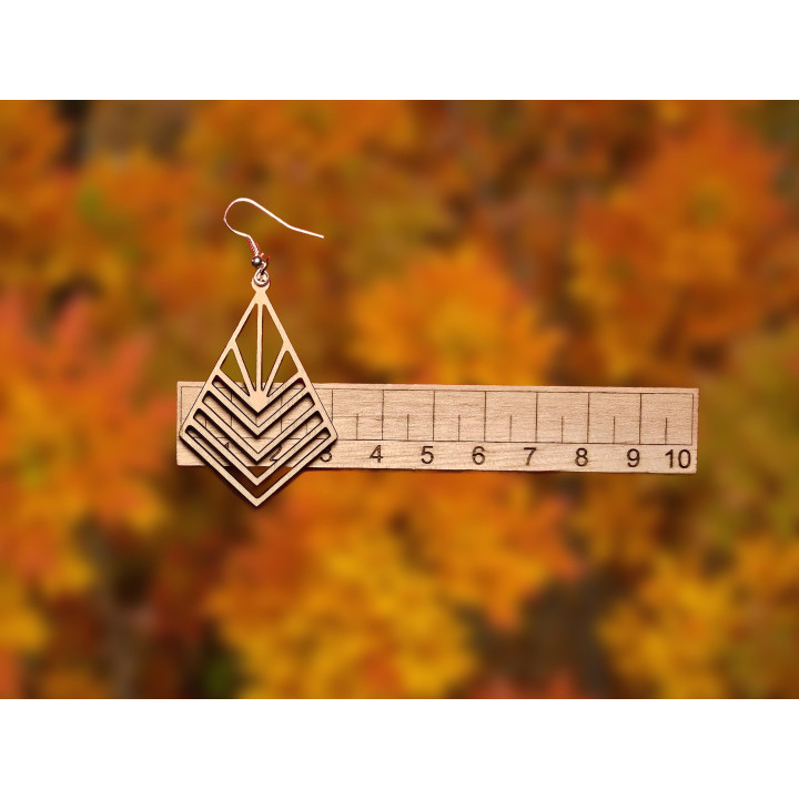 Boucles d'oreilles losange mandala en bois