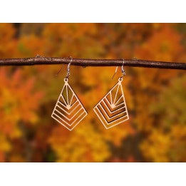 Boucles d'oreilles losange mandala en bois