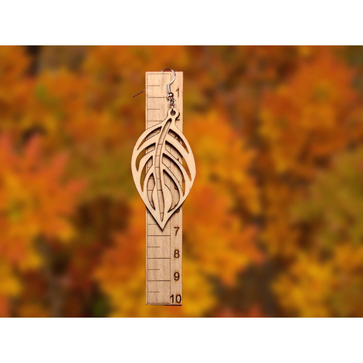 Boucles d'oreilles feuille en bois naturel